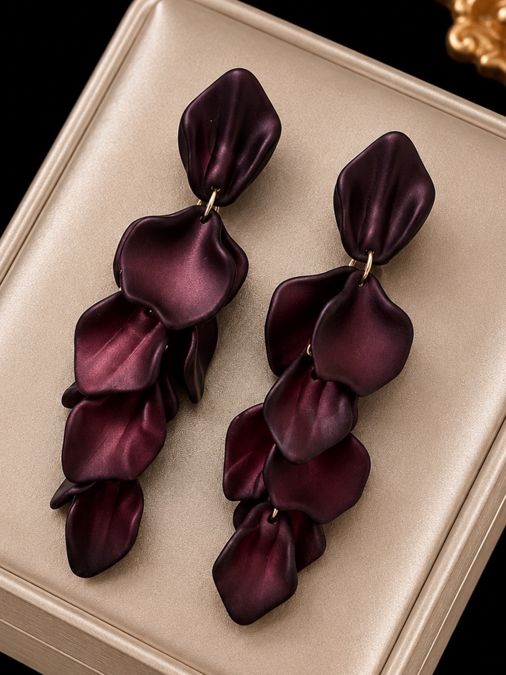 Women's Burgundy Leaf Dangle Earrings